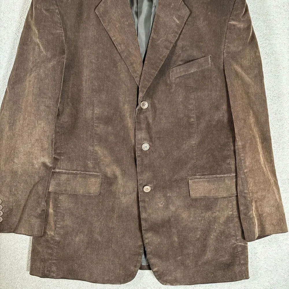 Milano Men’s Brown Corduroy Blazer 3 Button Inside Pen Pocket Size 44‎ Chest